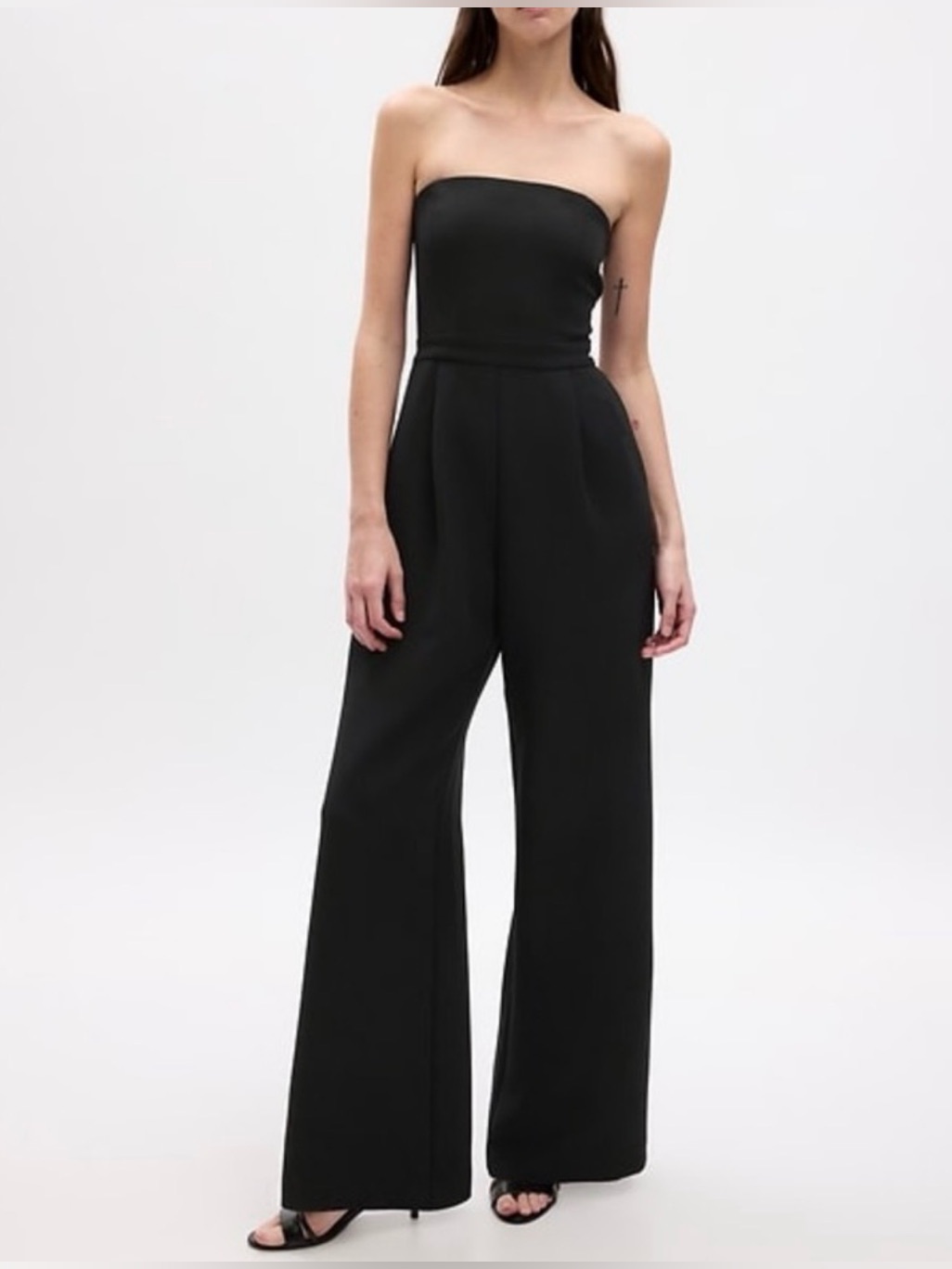 Gap Strapless Wide Leg Black Jumpsuit With Tailored Bodice